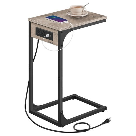 Vasagle C-Shaped Side Table with Charging Station