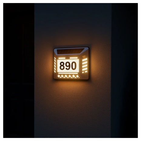 Waterproof House Number Plaque Solar LED Address Sign