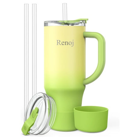 Renoj Insulated Mug with 2 Straws & Silicone Boot