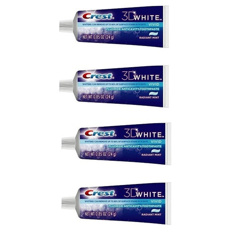 4 Crest 3D White Vivid Radiant Mint Toothpastes (0.85oz)