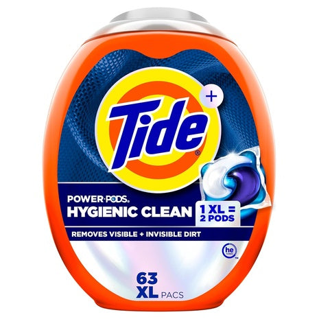 63 XL Tide Hygienic Clean Power PODS Laundry Detergent Pacs