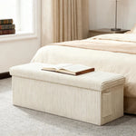 Pinmoco 43" Folding Storage Ottoman Bench with Side Pocket