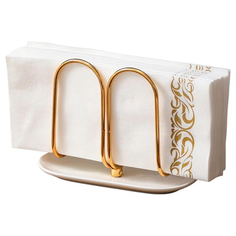 Rose Gold Napkin Holder with Ceramic Base
