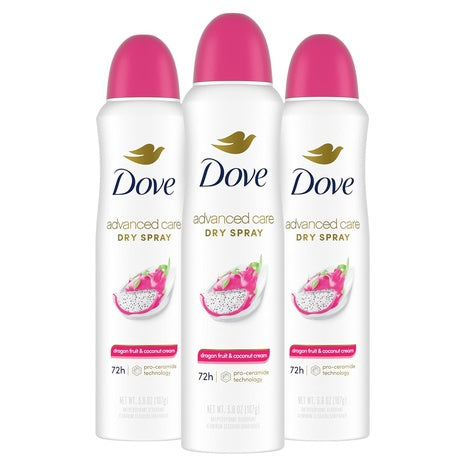 3 Dove Dragon Fruit & Coconut Cream Dry Spray Deodorants