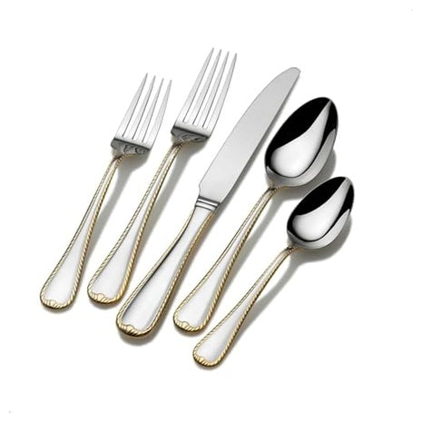 65-Piece Mikasa Cameo Gold Flatware Set