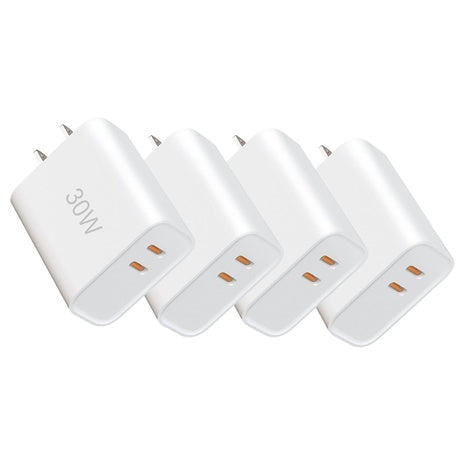4-Pack 30W Dual-Port USB-C Fast Charger Adapter