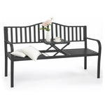 Metal Garden Bench With Built in Table