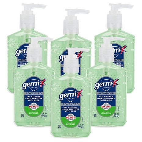 6 Germ-X Advanced Hand Sanitizer With Aloe (8oz)