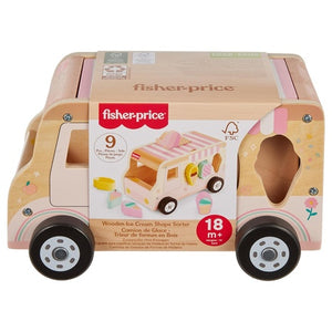 Fisher-Price Wood Toddler Toy Ice Cream Truck Shape Sorter Set