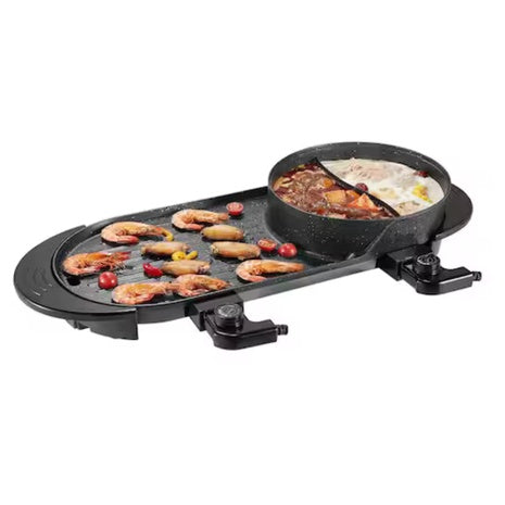 2200W 2-in-1 Electric Smokeless Indoor Grill & Hot Pot