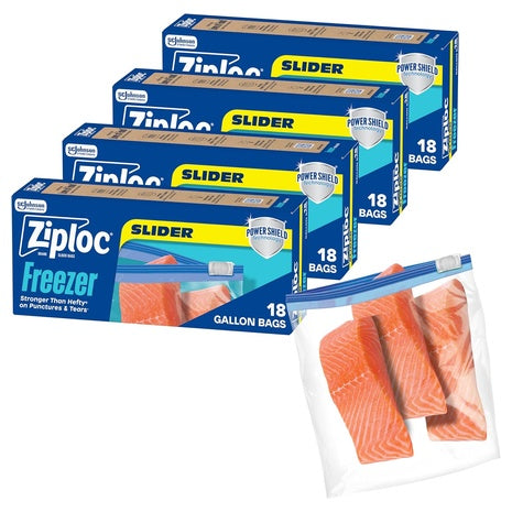 72 Ziploc Food Storage Gallon Freezer Slider Bags