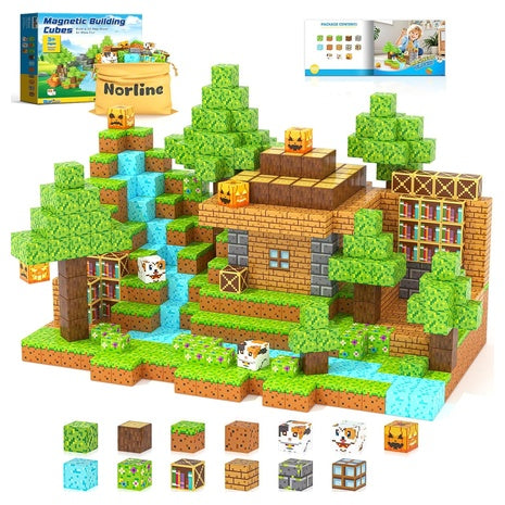 100 Magnetic Blocks Forest Cottage Building Set