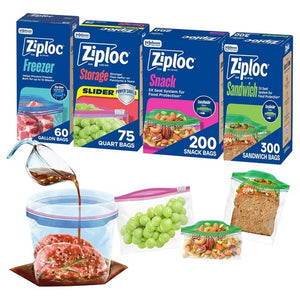 635 Ziploc Food Storage & Sandwich Bags Variety Pack
