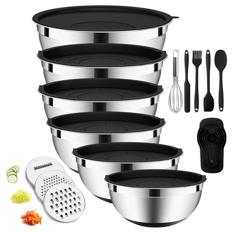 20-Piece Stainless Steel Mixing Bowls Set