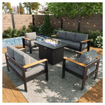 LayinSun Outdoor Aluminum Furniture Set With Fire Pit Table