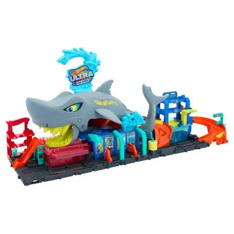 Hot Wheels Ultra Shark Car Wash City Track Set