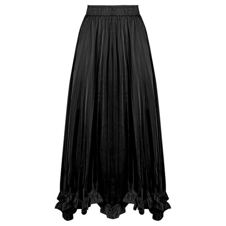 Women's Satin Midi Pleated Skirt with Ruffle Hem (5 Colors)