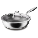 11" Hybrid Stainless Steel Nonstick Stir Fry Pan With Lid