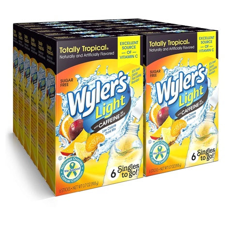 72 Wyler’s Light Totally Tropical Caffeinated Singles-To-Go Drink Mix Packets