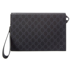 Gucci Men's GG Supreme Canvas & Leather Pouch