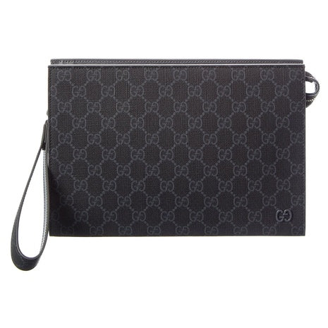 Gucci Men's GG Supreme Canvas & Leather Pouch