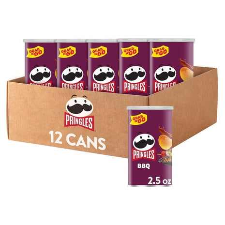 12 Cans Pringles BBQ Grab & Go Chips (OU-D, 2.5 oz)