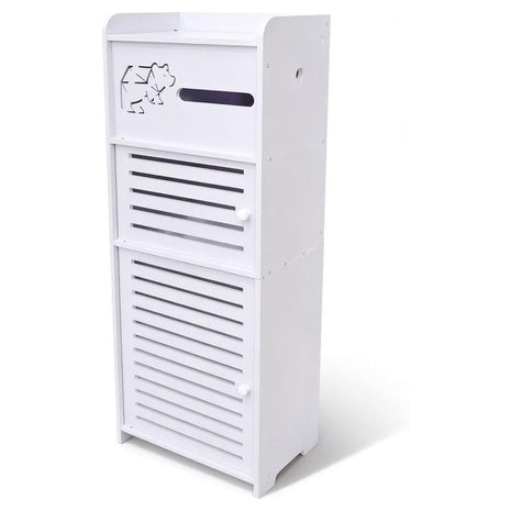 BorealBear Slim Bathroom Storage Cabinet With Louvered Doors