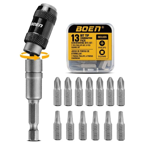 14-Piece Pivoting Magnetic Bit Holder With Screwdriver Bits