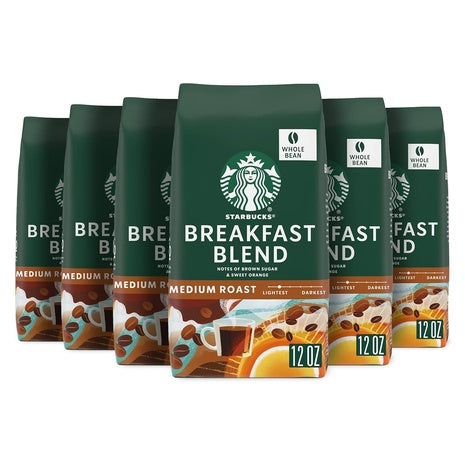 12 Bags Starbucks Breakfast Blend Medium Roast Whole Bean Coffee