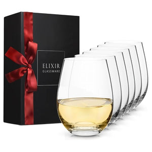 6 Stemless Wine Glasses