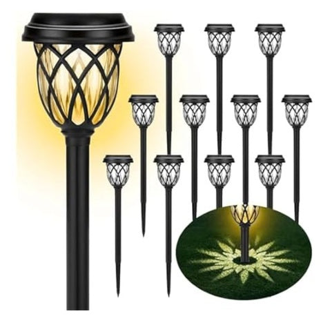 12-Pack Waterproof Solar LED Outdoor Pathway Lights