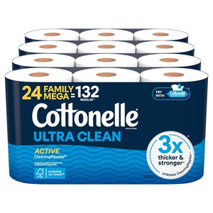 24 Family Mega Rolls Cottonelle Ultra Clean Toilet Paper