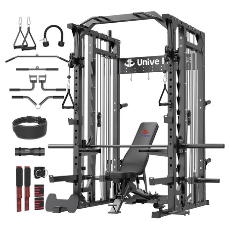 Unive Fitness All-in-One Smith Machine With 18-Pulley Cable System