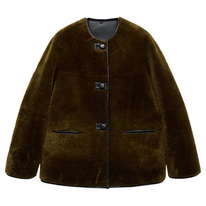 Women's Faux Fur Coat w/ Appliqués