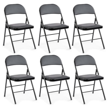 6 Folding Chairs with Padded Cushion and Back