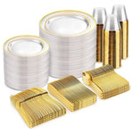 600-Piece Clear & Gold Disposable Dinnerware Set
