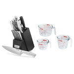15-Piece Cuisinart Stainless Steel Knife Block Set + 3-Piece Pyrex Measuring Cups