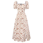 Scarlet Darkness Summer Spring Split Floral Corset Midi Dress With Pockets
