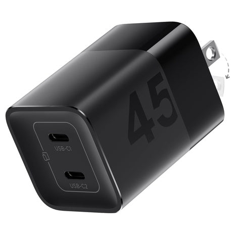 45W USB C 2 Port GaN Fast Charging Foldable Wall Charger