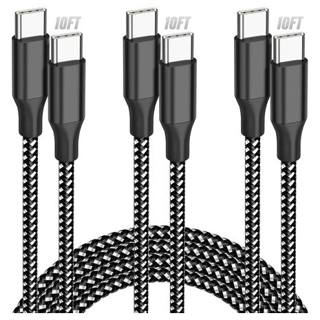 3-Pack 10-Ft USB-C Charging Cables