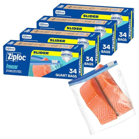 136 Ziploc Quart Food Storage Freezer Slider Bags