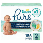 186 Size 2 Pampers Pure Diapers
