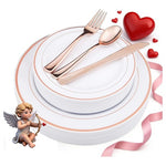 125-Piece Rose Gold Disposable Dinnerware Set