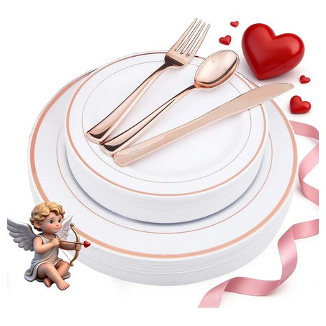 125-Piece Rose Gold Disposable Dinnerware Set