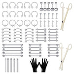 88-Piece Body Piercing Kit With Piercing Jewelry And Tools