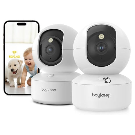 2-Pack BoyKeep 2K 360 Deg. Pan Pet & Baby Monitor WiFi Camera