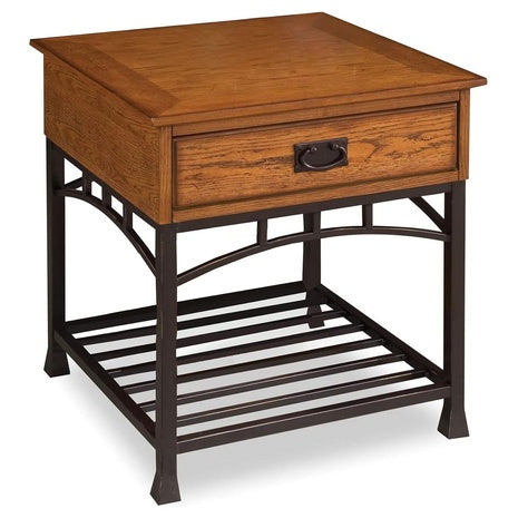 Modern Craftsman Distressed Oak End Table