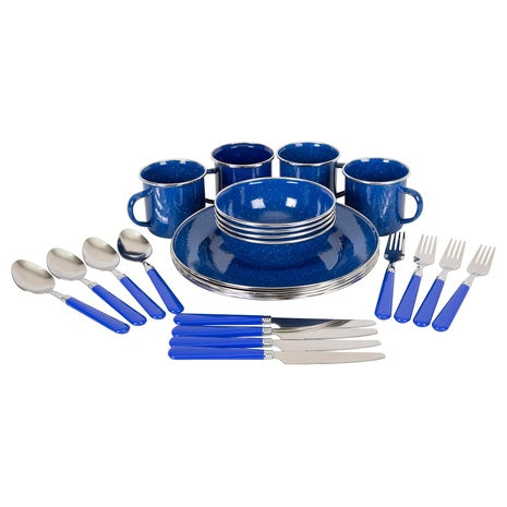 24-Piece Stansport Deluxe Camping Tableware Set