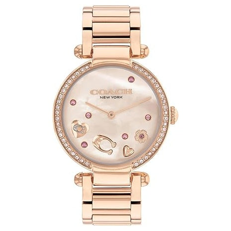 Coach Women's Cary Mother of Pearl Rose Gold Watch w/ Crystals