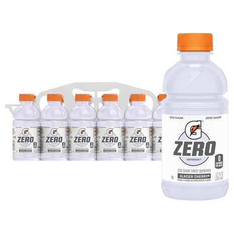 12 Bottles Gatorade Zero Glacier Cherry Sports Drinks (12oz)
